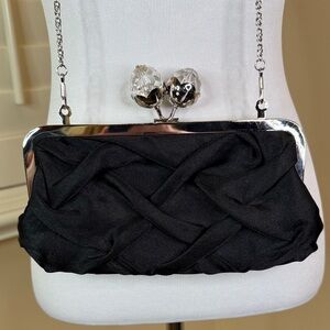 Chic Black Evening Bag with Silver Accents